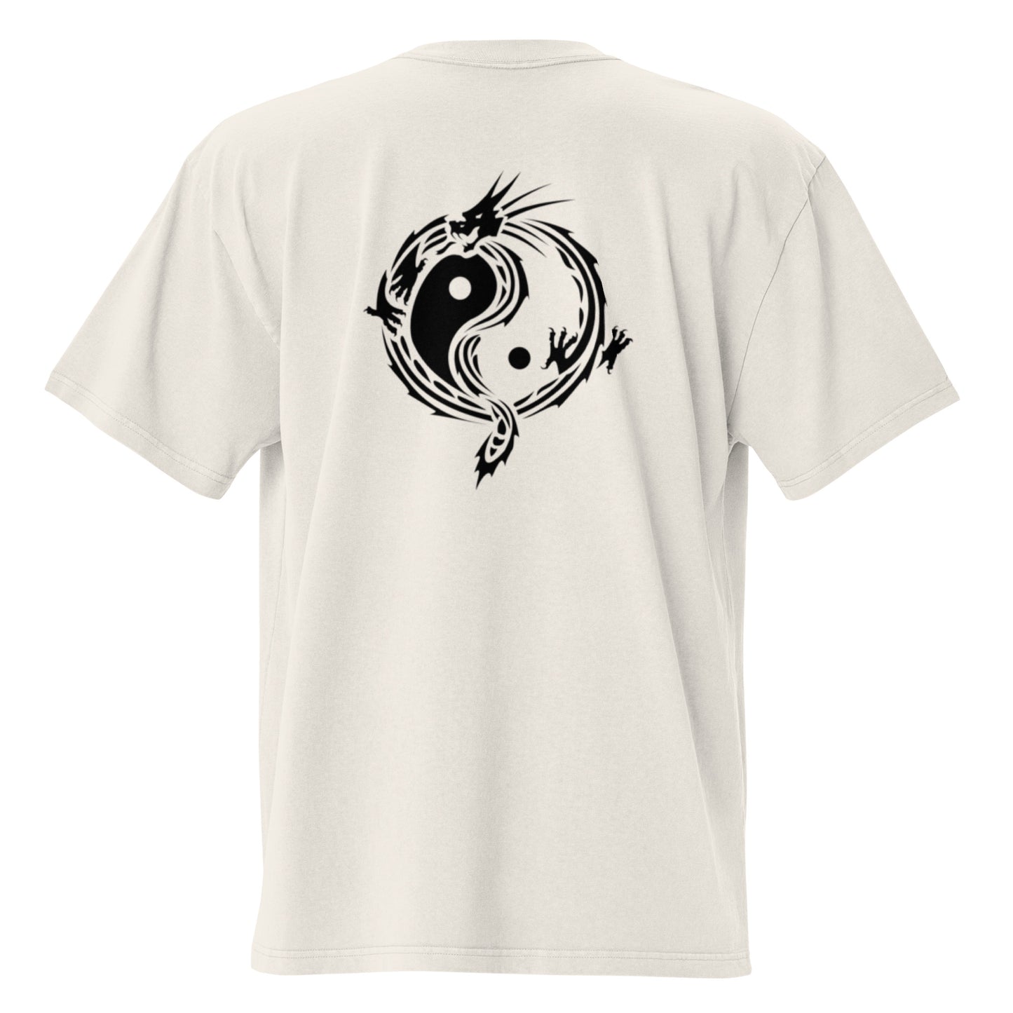 YIN YANG DRAGON Oversized faded t-shirt