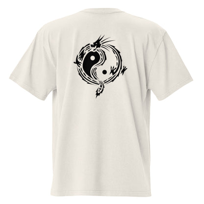 YIN YANG DRAGON Oversized faded t-shirt