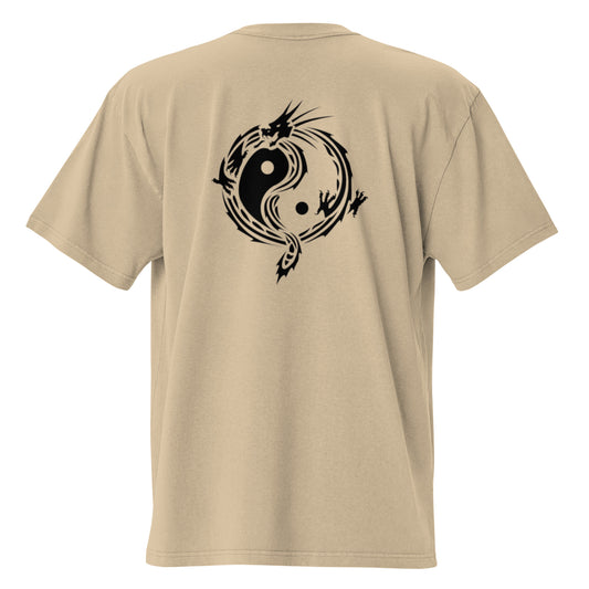 YIN YANG DRAGON Oversized faded t-shirt